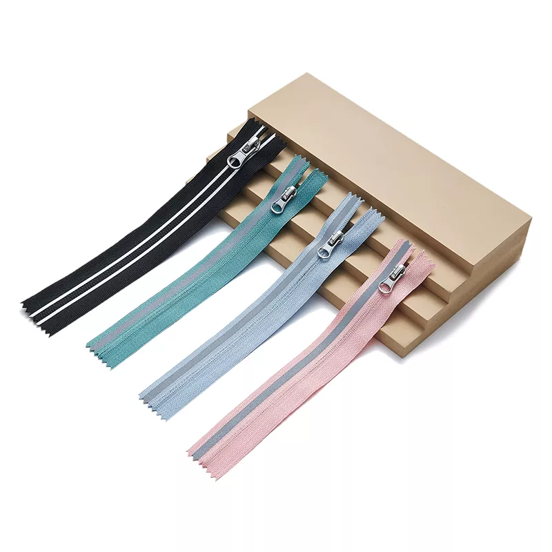 Zip Nilon dengan Jalur Tenunan Reflektif